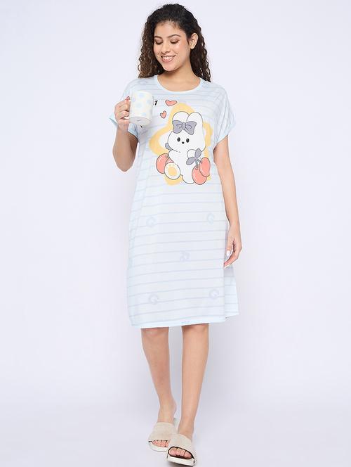 women printed round neck short sleeves sleepshirt - 21765139 - Very Small Image - 1