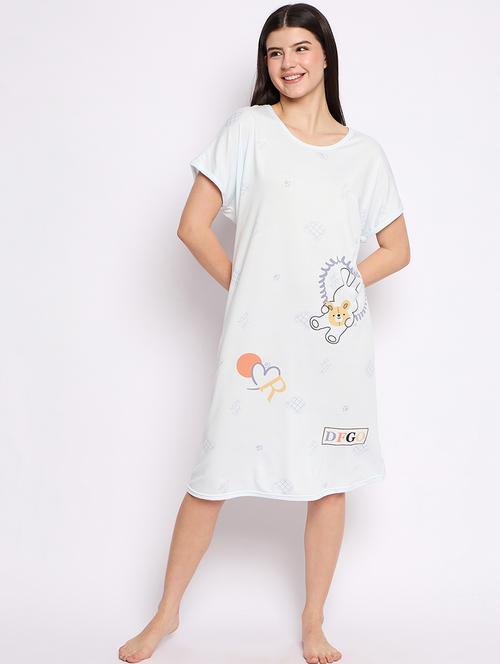 women printed round neck short sleeves sleepshirt - 21765145 - Very Small Image - 1