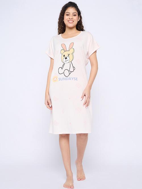 women printed round neck short sleeves sleepshirt - 21765149 - Very Small Image - 1