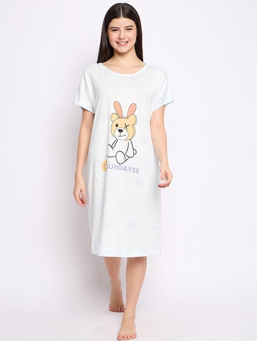 women printed round neck short sleeves sleepshirt - 21765150 - Very Small Image - 1