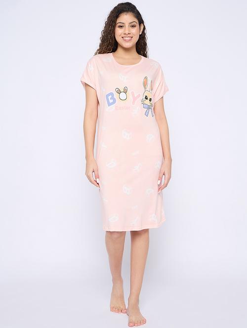 women printed round neck short sleeves sleepshirt - 21765159 - Very Small Image - 1