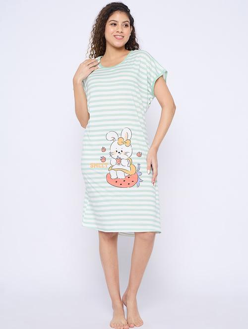 women printed round neck short sleeves sleepshirt - 21765160 - Very Small Image - 1