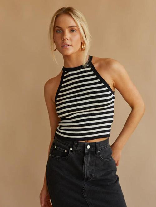 women striped halter neck sleeveless tank top - 21765329 - Very Small Image - 1