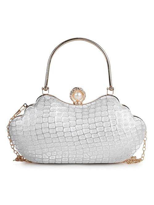 women textured clutch with sling chain - 21765334 - Very Small Image - 1