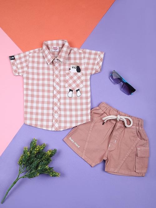 boys checkered shirt & shorts casual wear set - 21765464 - Very Small Image - 1