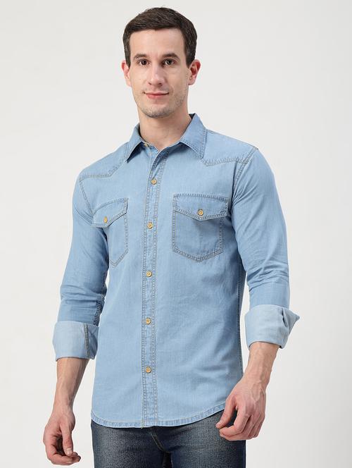men solid collared long sleeves casual shirt - 21765479 - Very Small Image - 1