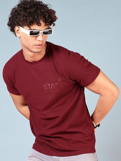 men maroon short sleeve regular fit t-shirt - 21765605 - Very Small Image - 1
