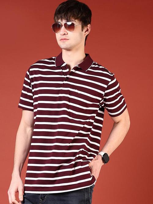 men striped short sleeve regular fit polo t-shirt - 21765618 - Very Small Image - 1