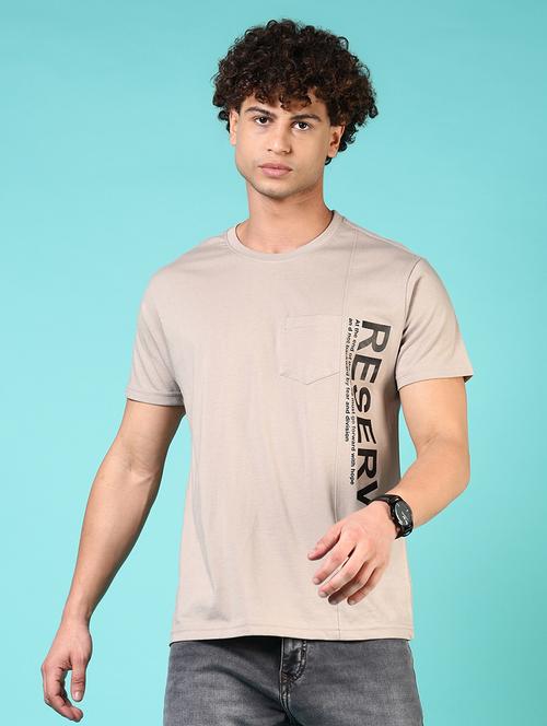 men round neck placement print t-shirt - 21765666 - Very Small Image - 1