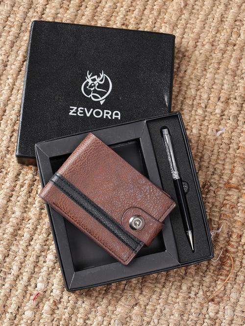 men leather wallet and pen gift set - 21765886 - Very Small Image - 1
