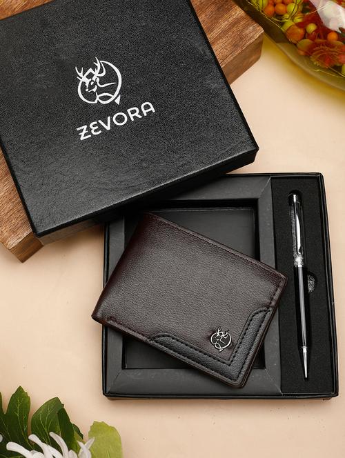 men leather wallet and pen gift set - 21765891 - Very Small Image - 1