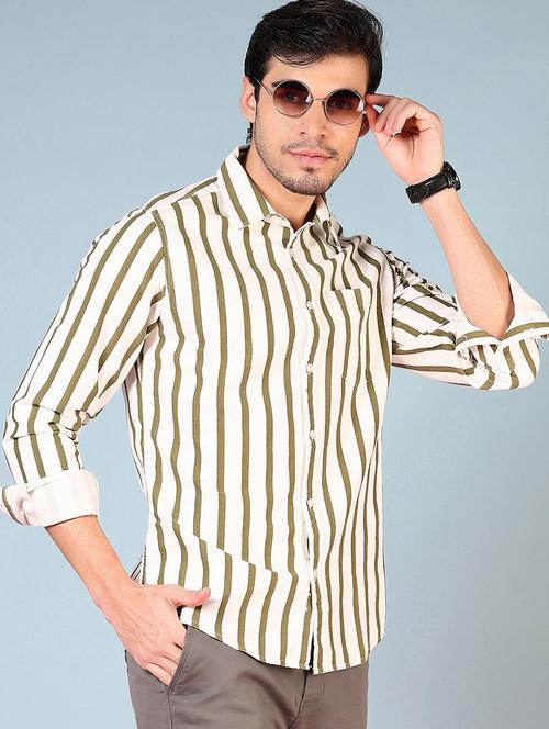 men striped long sleeve regular fit casual shirt - 21765940 - Very Small Image - 1