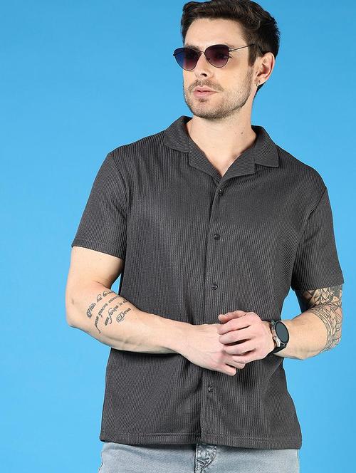 men self design short sleeve regular fit casual shirt - 21765970 - Very Small Image - 1