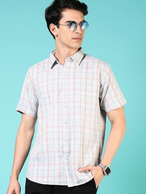 men checkered short sleeve regular fit casual shirt - 21766004 - Very Small Image - 1