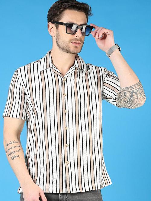 men striped short sleeve regular fit casual shirt - 21766009 - Very Small Image - 1