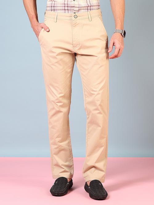 men solid mid rise flat front chinos  - 21766230 - Very Small Image - 1