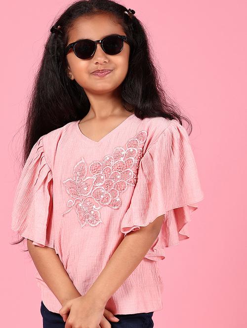 girls embroidreded flared sleeve top - 21766569 - Very Small Image - 1