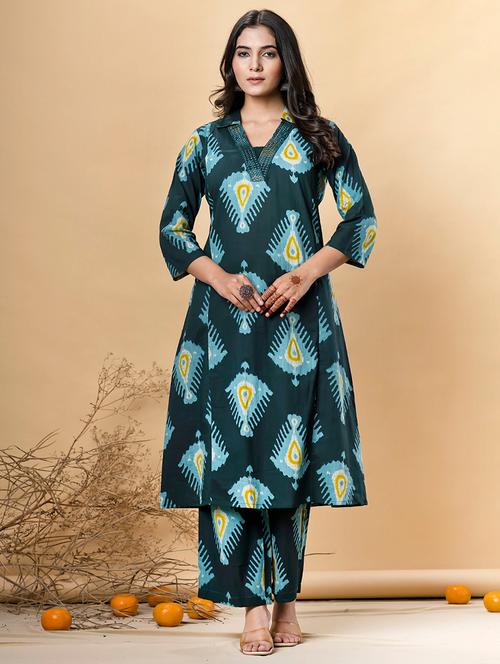 women three quarter sleeve kurta palazzo set - 21766787 - Very Small Image - 1