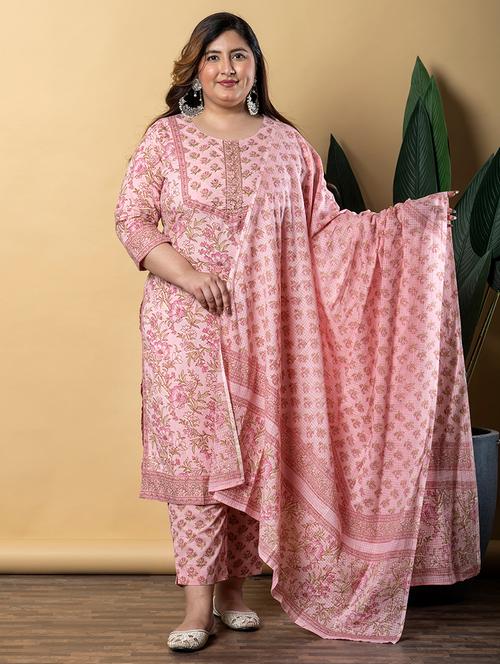 Women Three Quarter Sleeve Kurta Pant With Dupatta Set - 21766886 - Very Small Image - 1