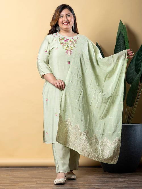 women three quarter sleeve kurta pant with dupatta set - 21766890 - Very Small Image - 1