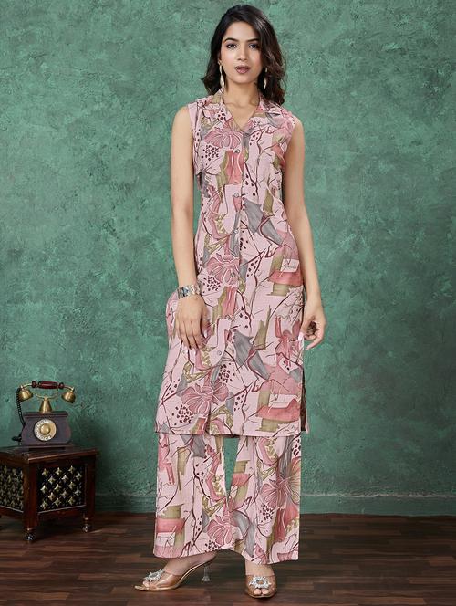 women printed sleeveless kurta palazzo set - 21766903 - Very Small Image - 1