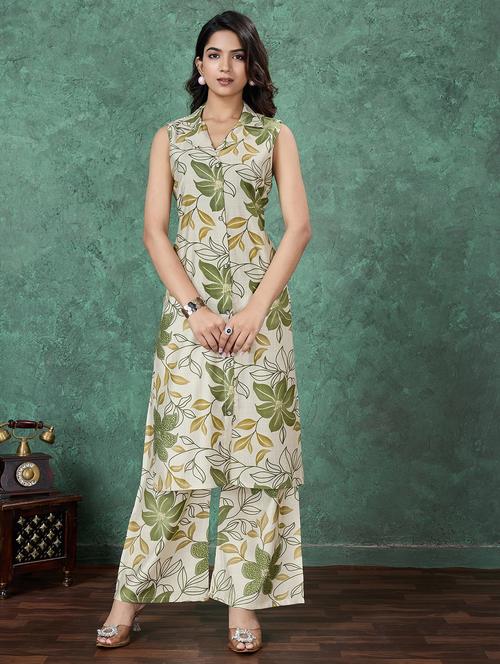 women printed sleeveless kurta palazzo set - 21766906 - Very Small Image - 1