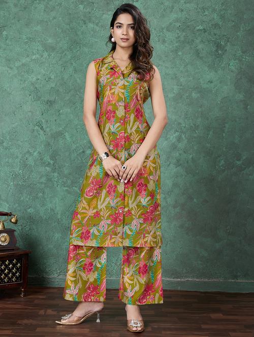 women printed sleeveless kurta palazzo set - 21766910 - Very Small Image - 1