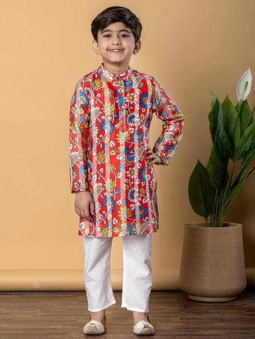 Boys Printed Long Sleeves Kurta Pyjama Set - 21766954 - Very Small Image - 1