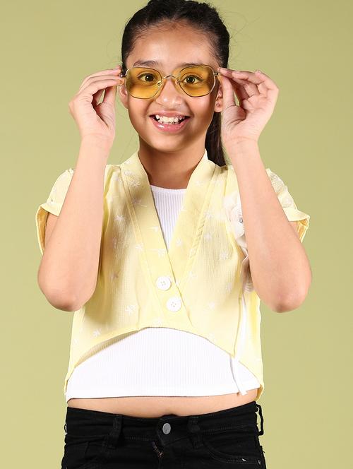 girls embroidered short sleeve crop top - 21767119 - Very Small Image - 1