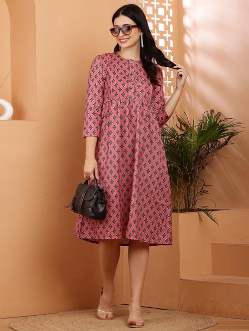 women printed fit & flare maternity wear dress - 21767659 - Very Small Image - 1