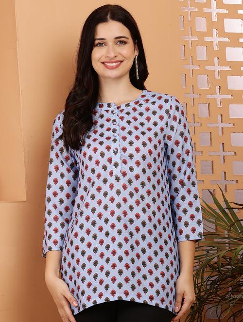 women printed three quarter sleeves kurti - 21767664 - Very Small Image - 1