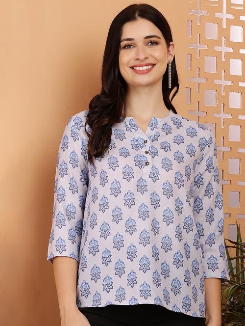 women printed three quarter sleeves top - 21767666 - Very Small Image - 1