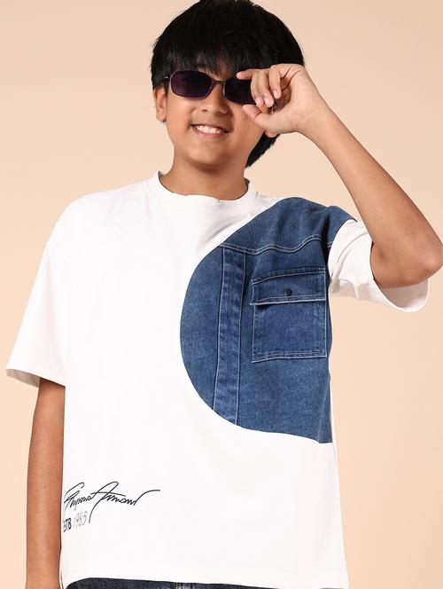 boys white placement print short sleeve t-shirt - 21767707 - Very Small Image - 1