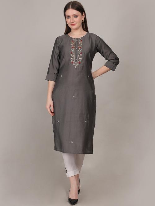 women three quarter sleeve straight kurta - 21768108 - Very Small Image - 1