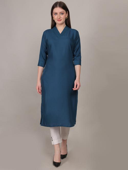 women three quarter sleeve straight kurta - 21768110 - Very Small Image - 1