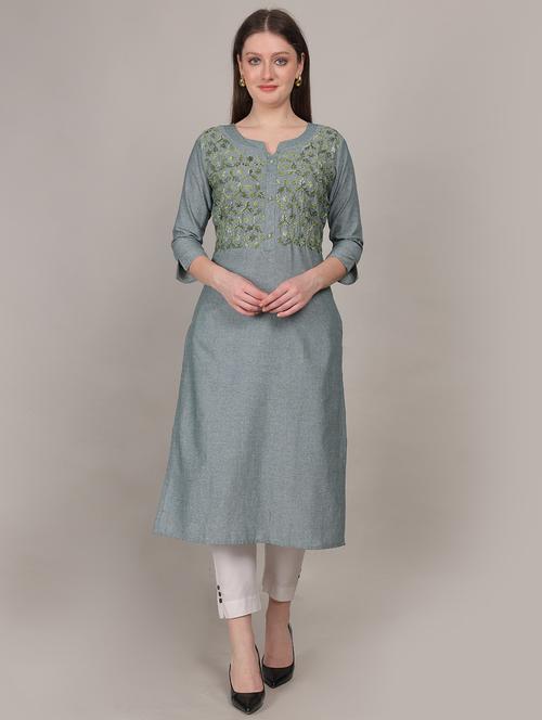 women three quarter sleeve straight kurta - 21768116 - Very Small Image - 1