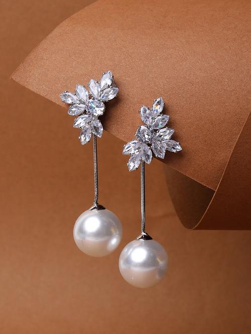 alloy earrings with pearl drop for women - 21775471 - Very Small Image - 1