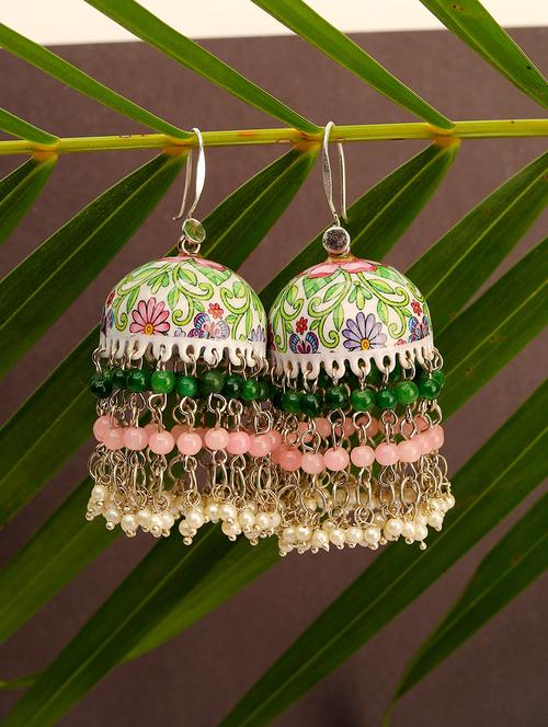 alloy floral jhumka for party - 21775483 - Very Small Image - 1