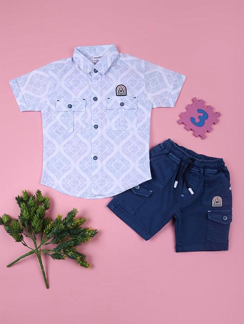 boys printed shirt & shorts casual wear set - 21784585 - Very Small Image - 1