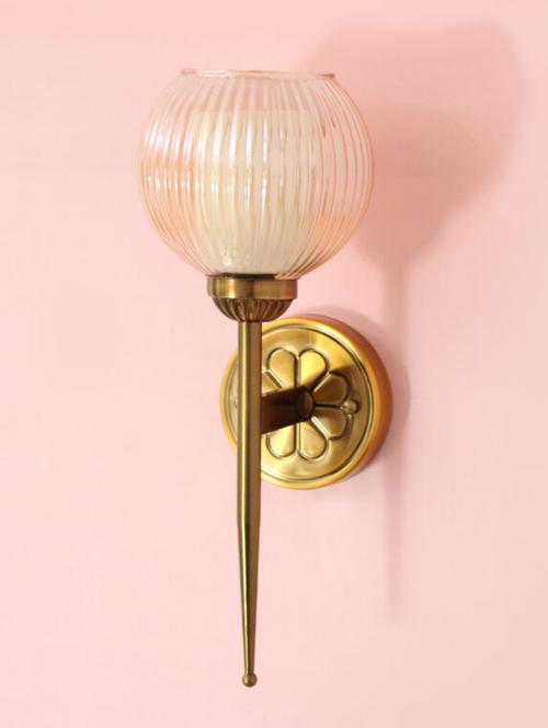 antique finish wall light with ribbed amber glass - 21784769 - Very Small Image - 1