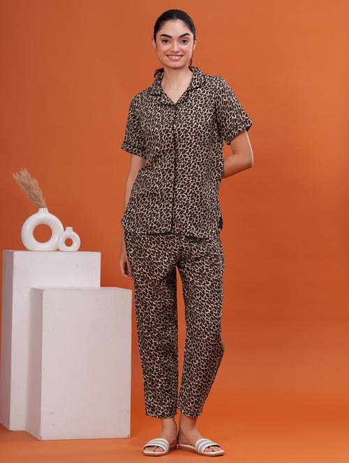women animal print nightwear pyjama set - 21784973 - Very Small Image - 1