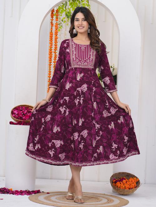 women embroidered three quarter sleeve ethnic dress - 21785059 - Very Small Image - 1