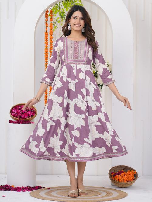 women embroidered three quarter sleeve ethnic dress - 21785061 - Very Small Image - 1