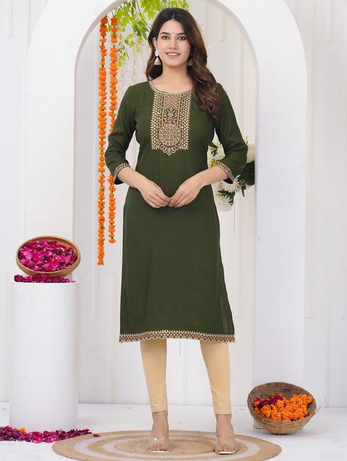 women embroidered three quarter sleeve straight kurta - 21785096 - Very Small Image - 1