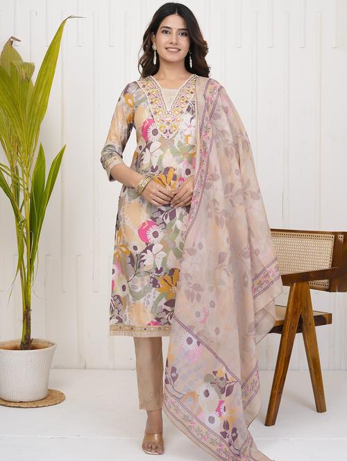 women three quarter sleeve kurta pant with dupatta set - 21785106 - Very Small Image - 1