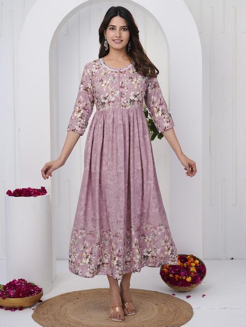 women embroidered three quarter sleeve ethnic dress - 21785116 - Very Small Image - 1
