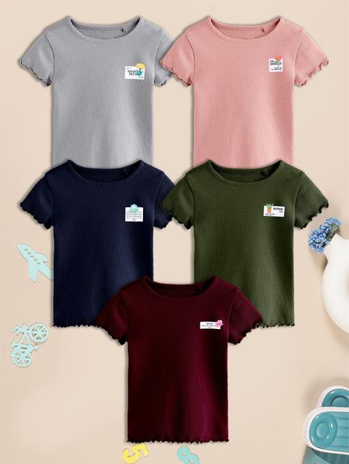 kids pack of 5 solid short sleeves t-shirt - 21785137 - Very Small Image - 1