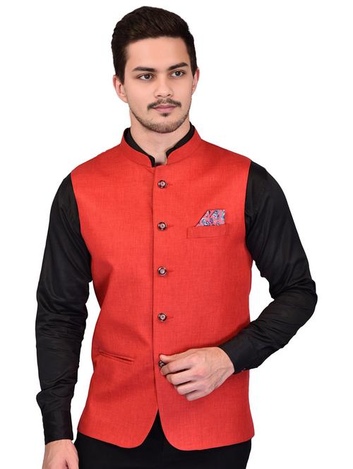 men solid mandarin neck sleeveless nehru jacket - 21785230 - Very Small Image - 1