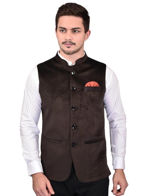 men solid mandarin neck sleeveless nehru jacket - 21785260 - Very Small Image - 1