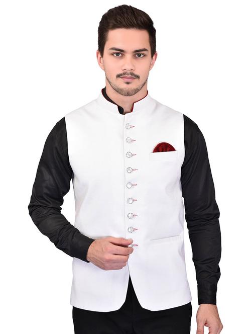 men solid mandarin neck sleeveless nehru jacket - 21785266 - Very Small Image - 1